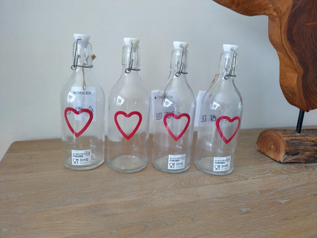 4 glazen flessen met kapsuldop nieuw, Enlèvement ou Envoi, Neuf, Autres types