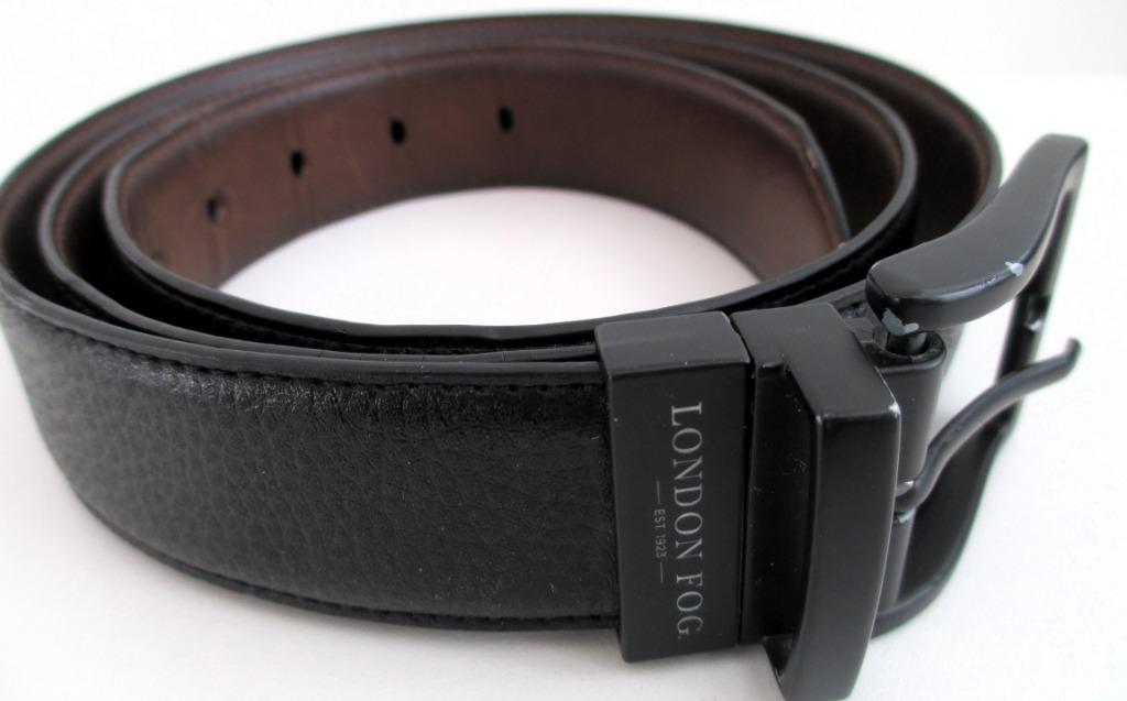 Leder riem zwart 120 cm lang 3.5 cm breed London Fog, Zwart, LONDON FOG, Zo goed als nieuw, Riem of Ceintuur