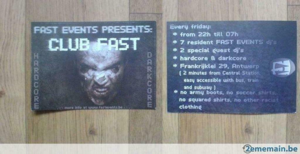 Flyers Club Fast - Hardcore - Darkcore, Collections, Enlèvement ou Envoi, Utilisé, Autres types