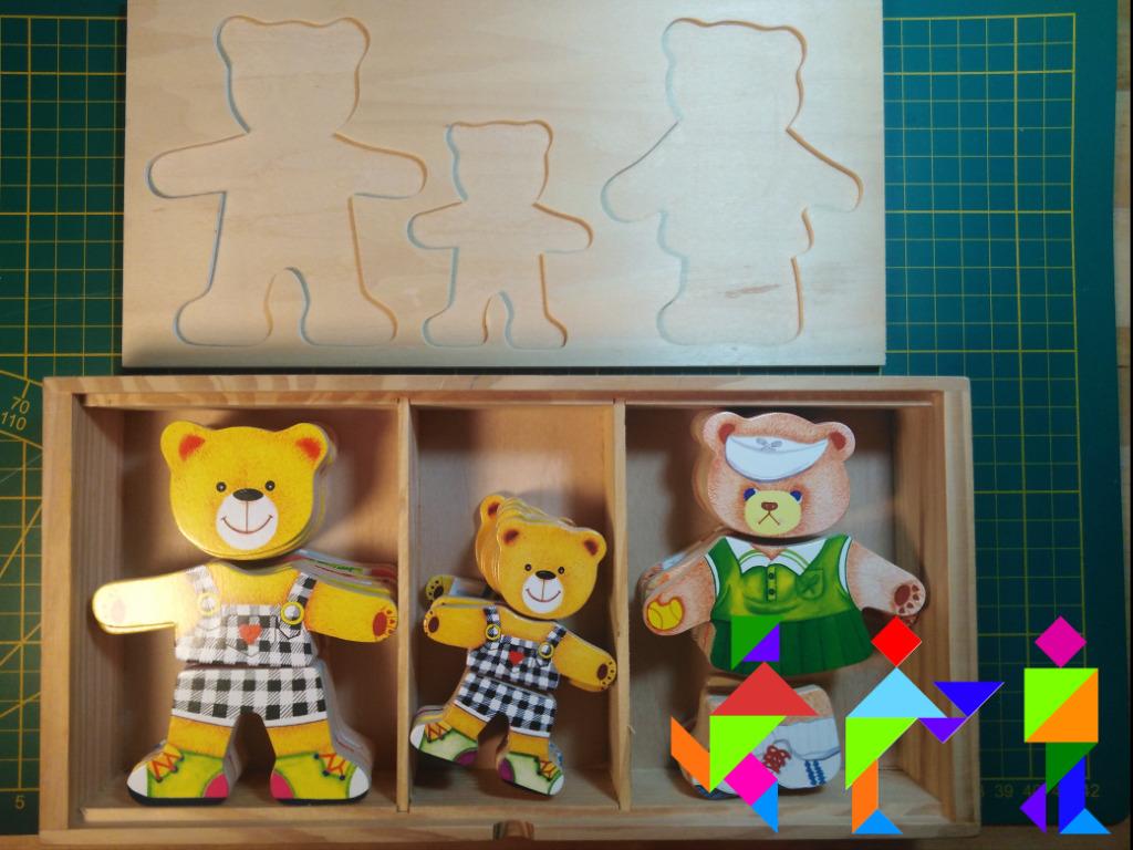 Verkleedpuzzel - The Willi Bear Family - houten speelgoed, 2 tot 4 jaar, Zo goed als nieuw, Van hout, Meer dan 50 stukjes