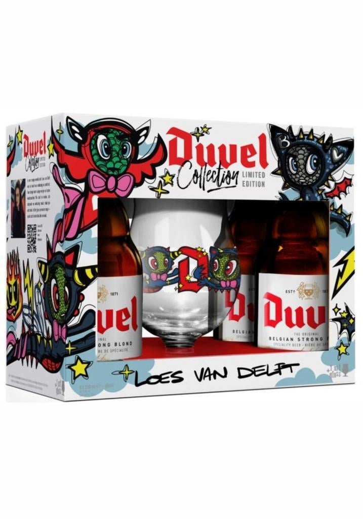 Duvel loes van Delft glas limited edition+  4 x Duvel, Ophalen of Verzenden, Nieuw, Duvel