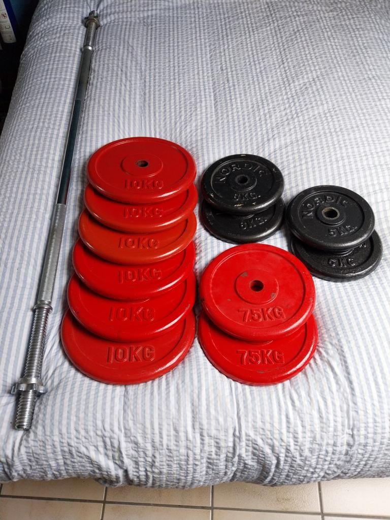 Halter en gewichten gebruikt maar nog in zeer goed staat, Sport en Fitness, Ophalen