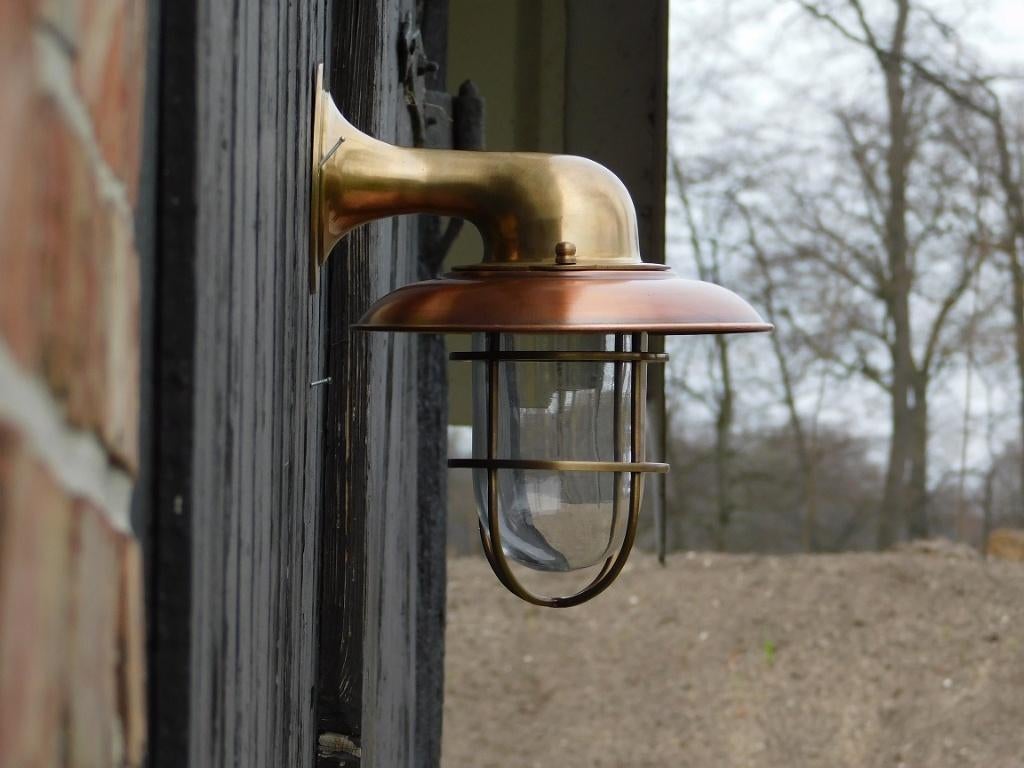 Scheepslamp - messing/koper - wandlamp, Antiquités & Art, Antiquités | Éclairage, Enlèvement ou Envoi