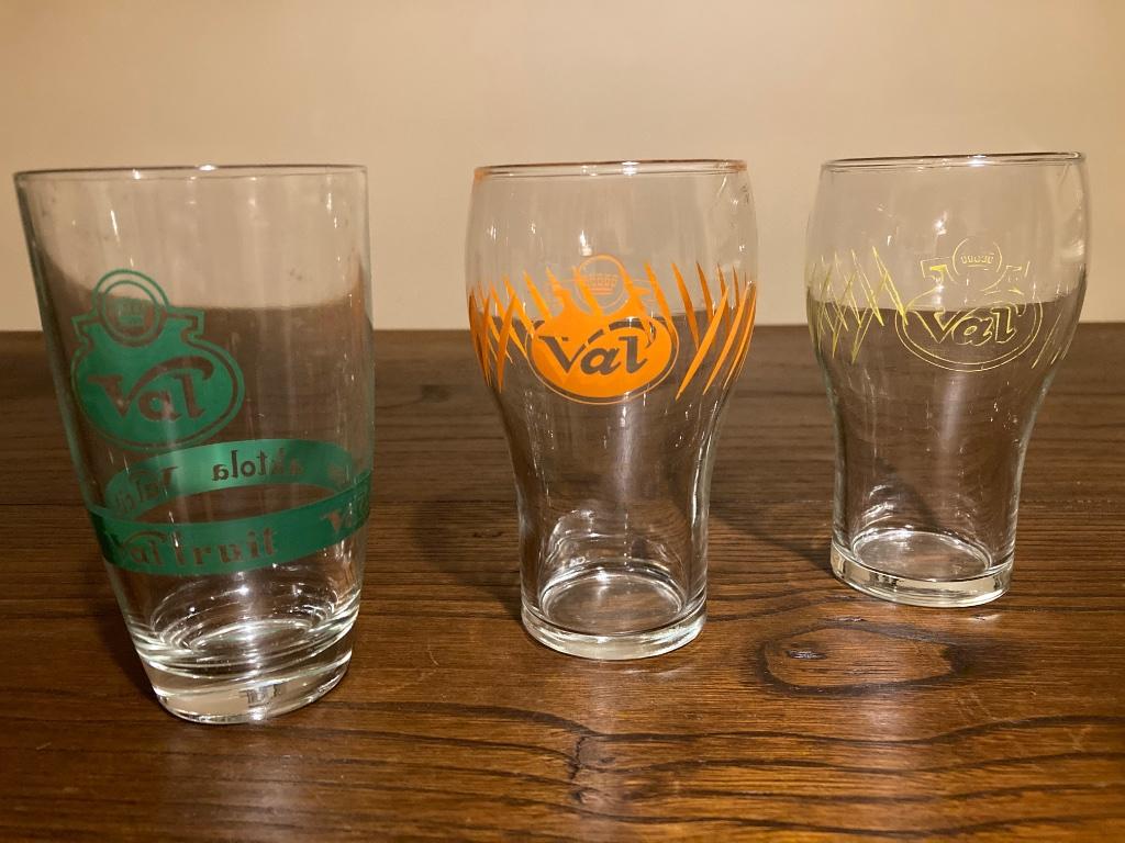 ORIGINELE VINTAGE FRISDRANK GLAZEN “VAL”, Enlèvement, Utilisé, Verre à soda