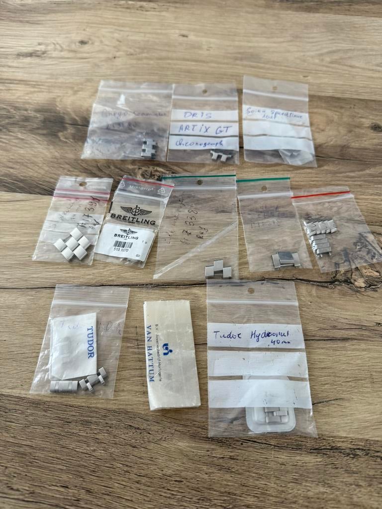 Breitling, Tudor, Omega schakels, Montre-bracelet, Rolex, Enlèvement ou Envoi, Acier