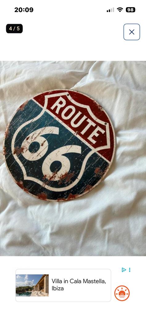 ZEER MOOIE SIERPLATEN ROUTE 66, Ophalen, Nieuw
