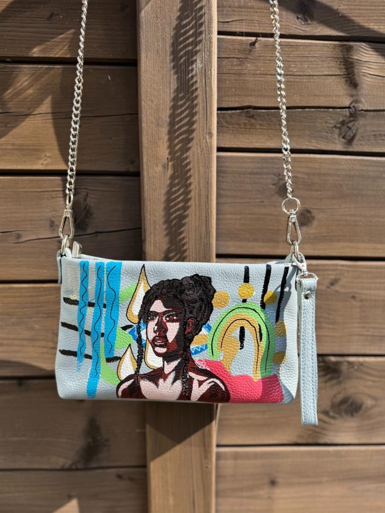 Superbe sac bleu peint à la main, Neuf, Autres marques, Cuir, Enlèvement ou Envoi