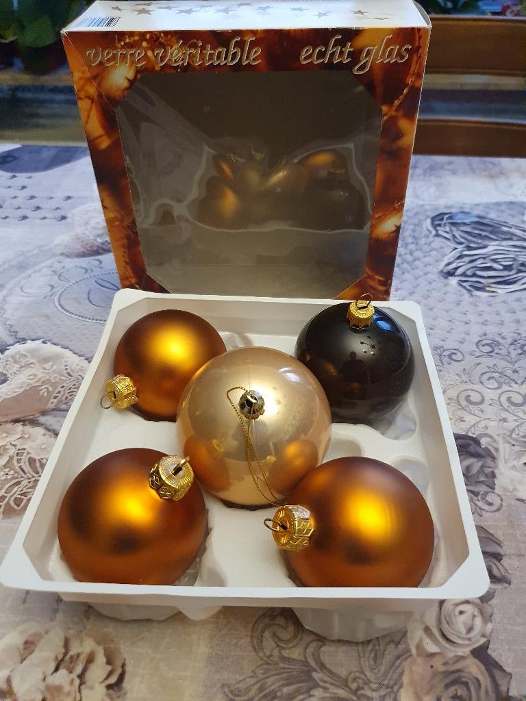 Nieuwe doos met 5 glazen kerstballen, Ophalen of Verzenden, Nieuw
