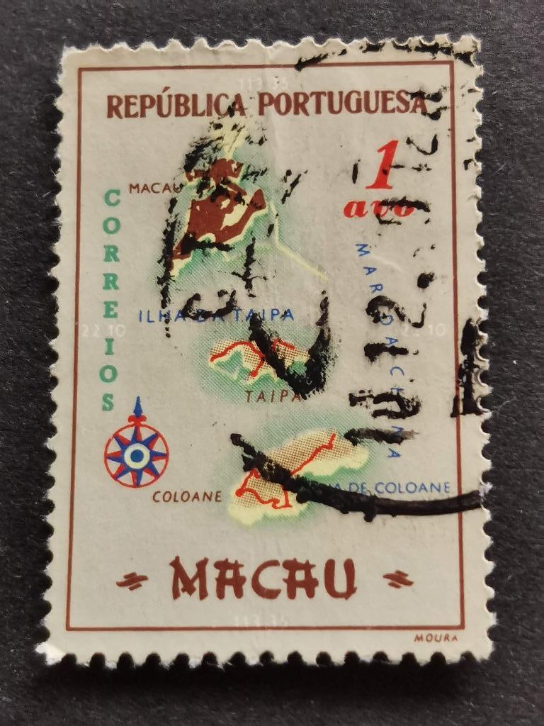Macau 1956 - landkaart, Ophalen of Verzenden, Gestempeld, Oost-Azië