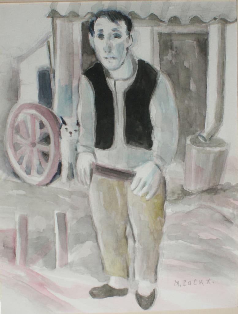 Marcel Cockx (1930-2007): Op het erf (, Antiek en Kunst, Ophalen of Verzenden