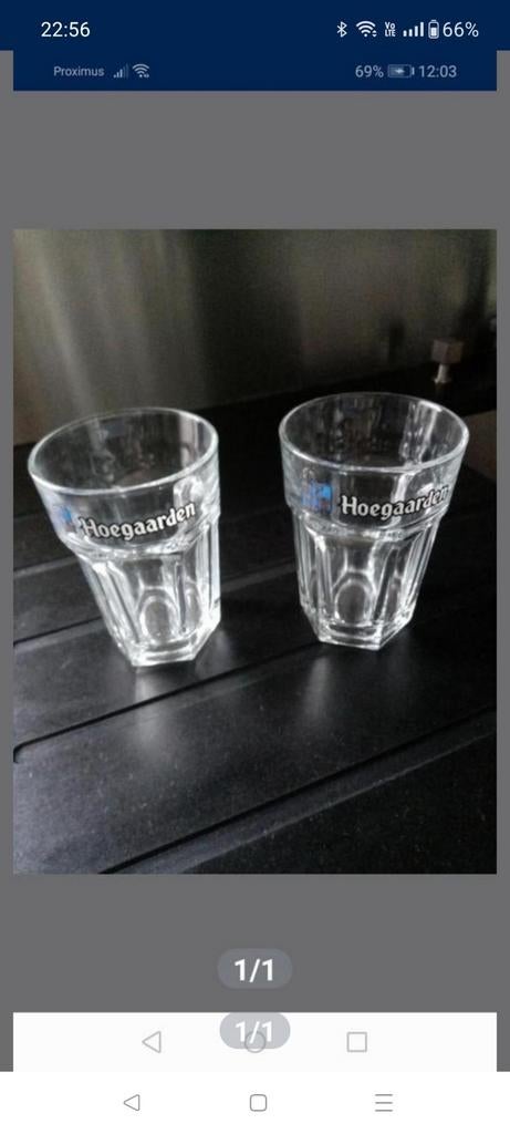 Hoegaarden glazen, 2 stuks, Verzamelen, Ophalen of Verzenden, Zo goed als nieuw