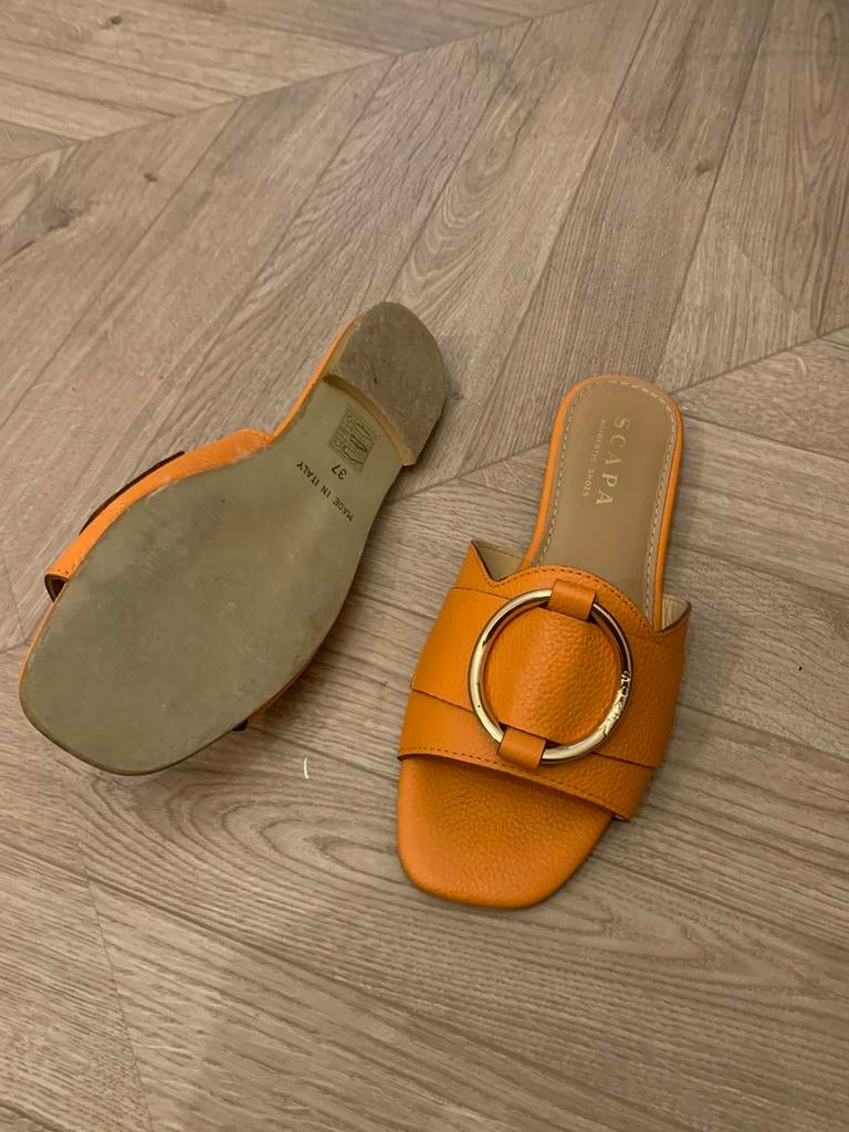 Damesslippers leder Scapa oranje 37, Ophalen of Verzenden, Zo goed als nieuw