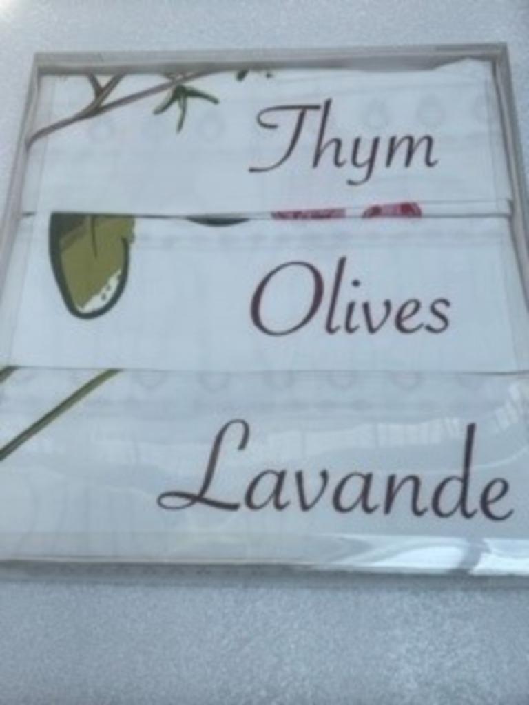 Leuk cadeau set keukenhanddoeken Thym/Olives/Lavande, Huis en Inrichting, Keuken | Textiel, Ophalen