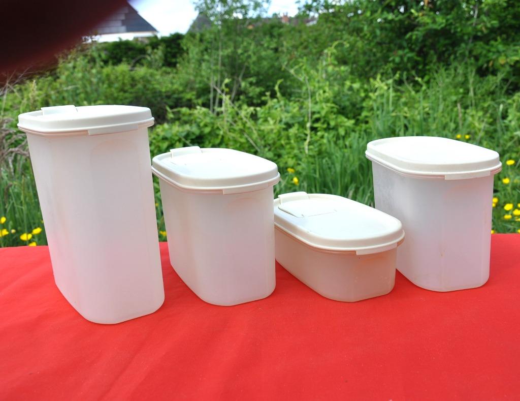 lot de 4 Tupperware blanc ovale, Maison & Meubles, Enlèvement ou Envoi, Utilisé, Blanc