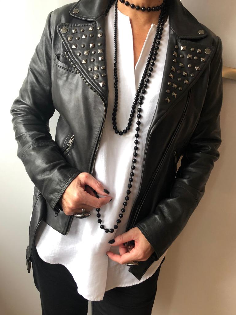 Veste perfecto en cuir noir Mer du Nord 38, Taille 38/40 (M), Comme neuf, Enlèvement, Manteau