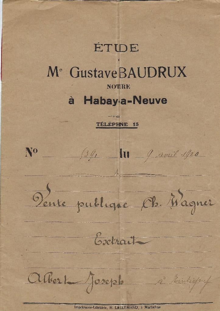 Ancien document notarié 1920, Collections, Collections Autre, Utilisé, Enlèvement ou Envoi