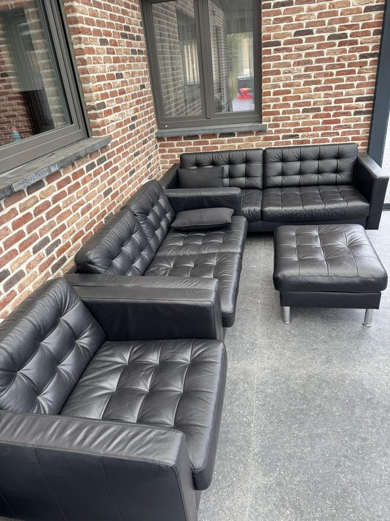 Landskrona set leer in zeer goede staat, Tuin en Terras, Ophalen, Zo goed als nieuw