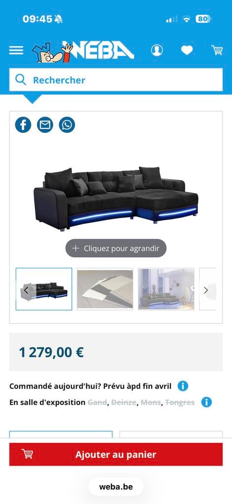 Canape d’angle home cinéma, Autres dimensions, Gris, Queen size, Enlèvement