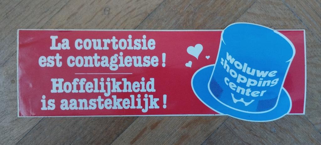 Autocollant vintage Woluwe Shopping Center, Envoi, Utilisé, Magasin ou Supermarché