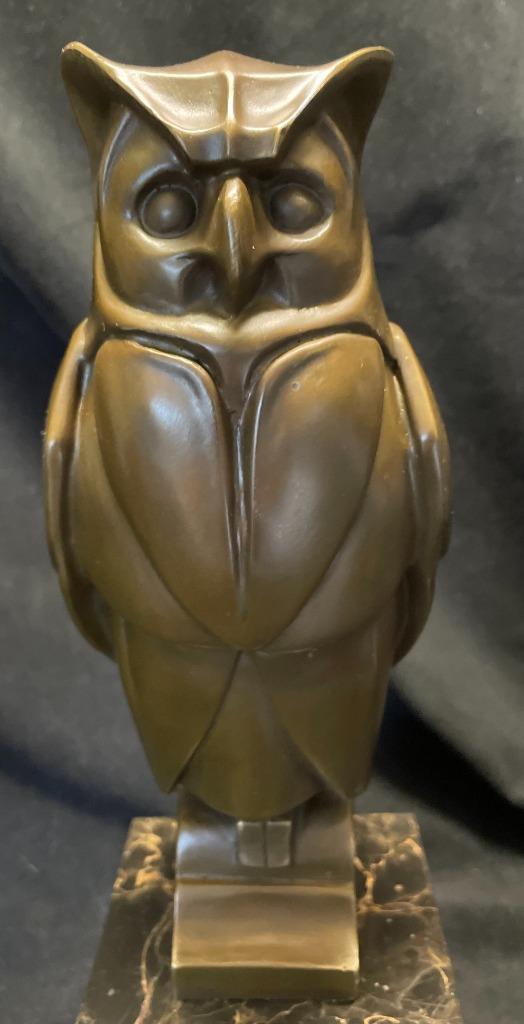 Bronzen Art Deco uil Cesaro,stempel groot zuiver fraai brons, Antiek en Kunst, Ophalen of Verzenden