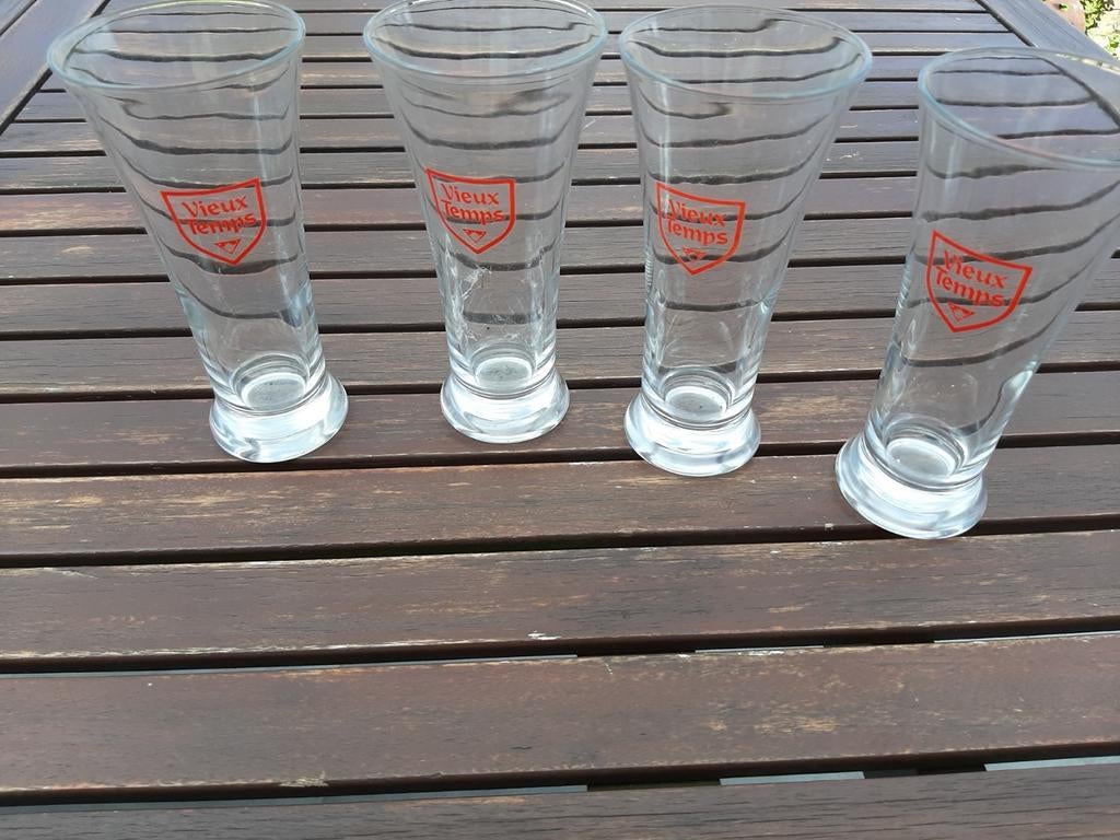 4 verres à Vieux-Temps, Collections, Marques de bière, Enlèvement ou Envoi, Comme neuf
