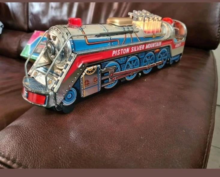 Blikken Trein Silver mountain Express,38 cm lengte, Ophalen of Verzenden