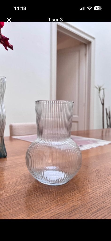 Vase verre, Maison & Meubles, Neuf, Convient pour fleurs séchées, Transparent, Verre