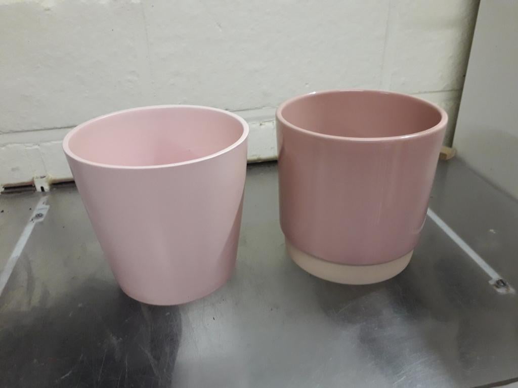 roze bloempot, Neuf, Moins de 25 cm, Rond, Pierre