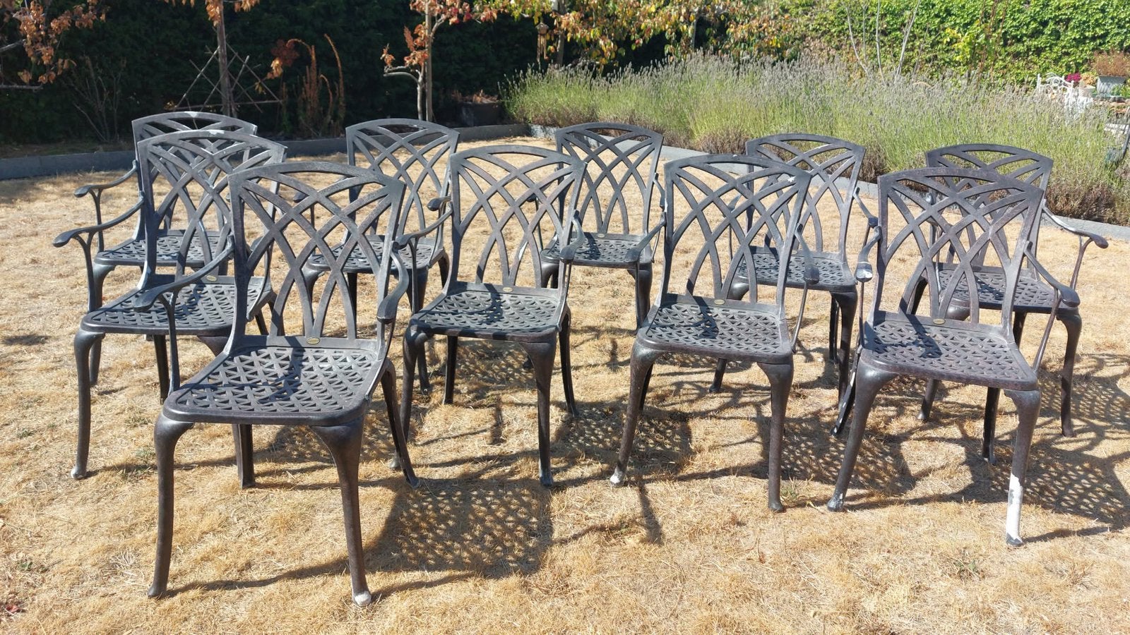 10 Chaises de jardin en Alu, couleur. Bronze antique, Tuin en Terras, Ophalen, Gebruikt, Aluminium