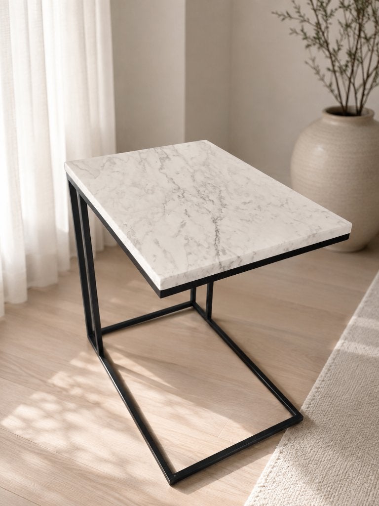 Bijzettafel marmer, Ophalen, 50 tot 100 cm, Nieuw, Metaal