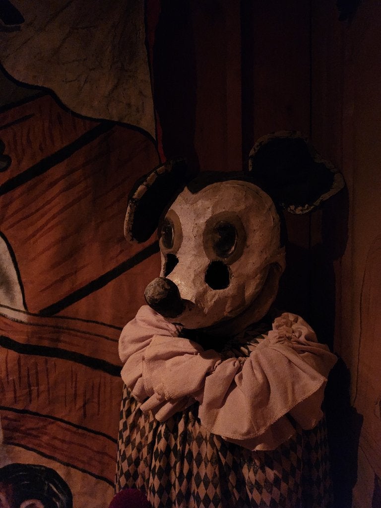 Mickey en Minnie Mouse maskers met kostuums papier mache, Ophalen of Verzenden
