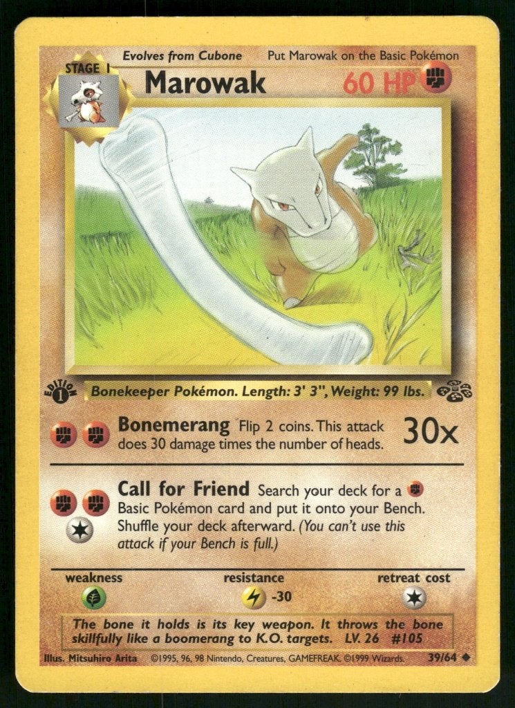 Marowak 39/64 - Jungle (1st edition) (NM), Envoi, Utilisé