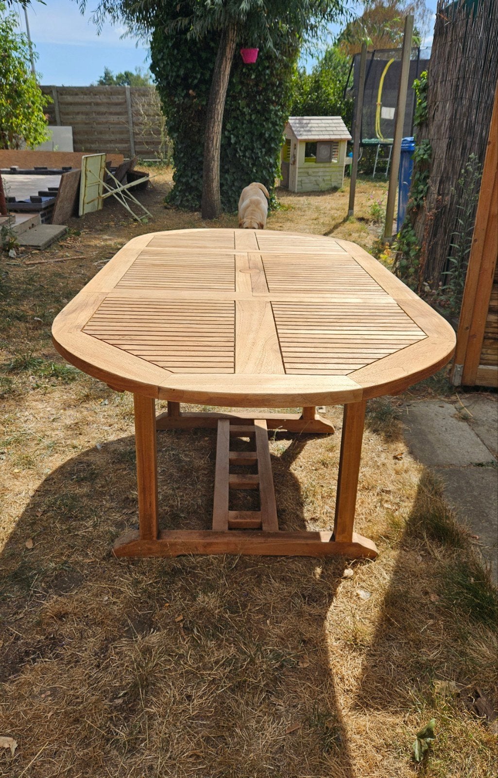 Teaken tuintafel, Enlèvement, Utilisé, Ovale, Bois de teck