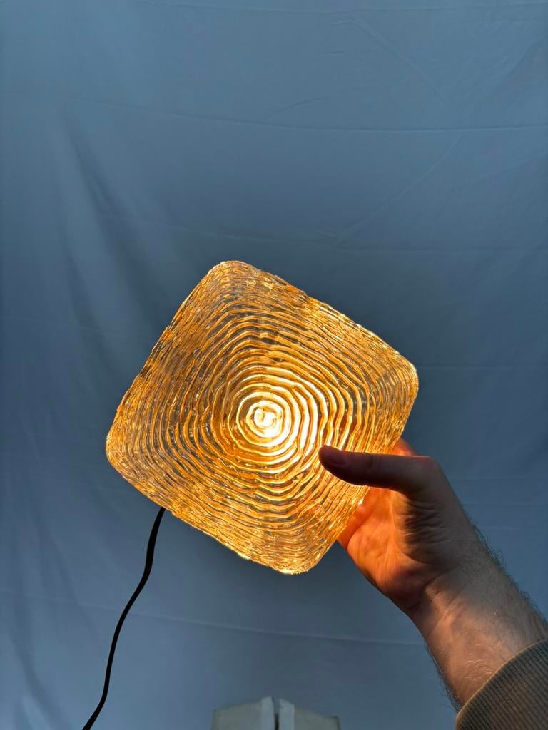 Vintage plafondlamp of wandlamp Glashütte Limburg amber glas, Ophalen of Verzenden, Gebruikt, Glas