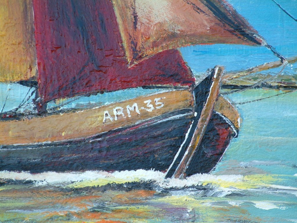 pêche ancienne à la voile à partir de 65 euros, Enlèvement ou Envoi, Maritime / eau, Signé, Peinture à l'huile