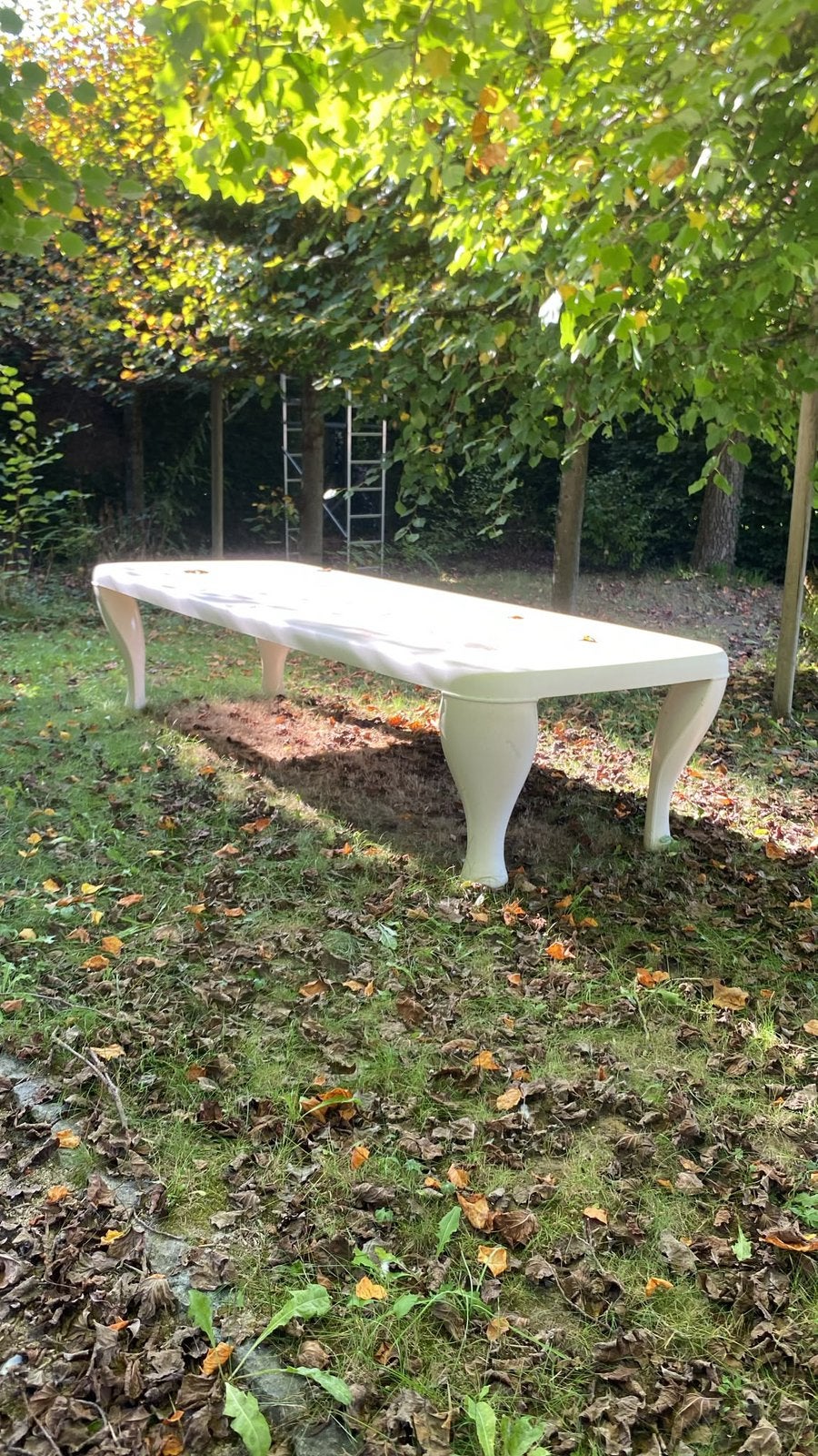 Prachtige grote tuintafel in polyester, Tuin en Terras, Ophalen, Gebruikt