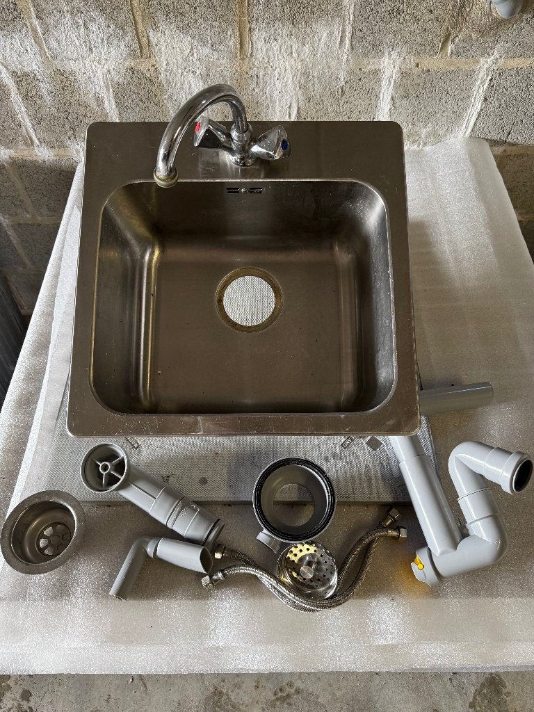 Spoelbak Chrome met kraan & Afvoer - Ikea Langudden 46*46, Ophalen, IKEA, Zilver, Metaal
