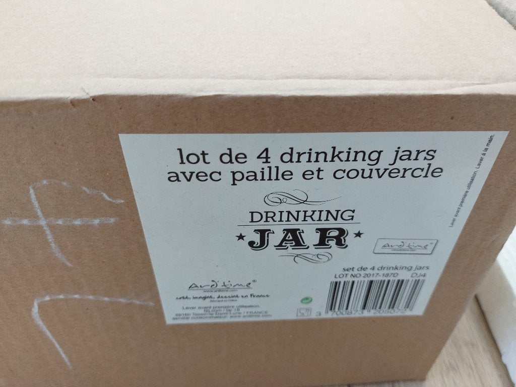 Set van 4 drinkjars, Maison & Meubles, Enlèvement, Neuf, Verre, Verre ou Verres