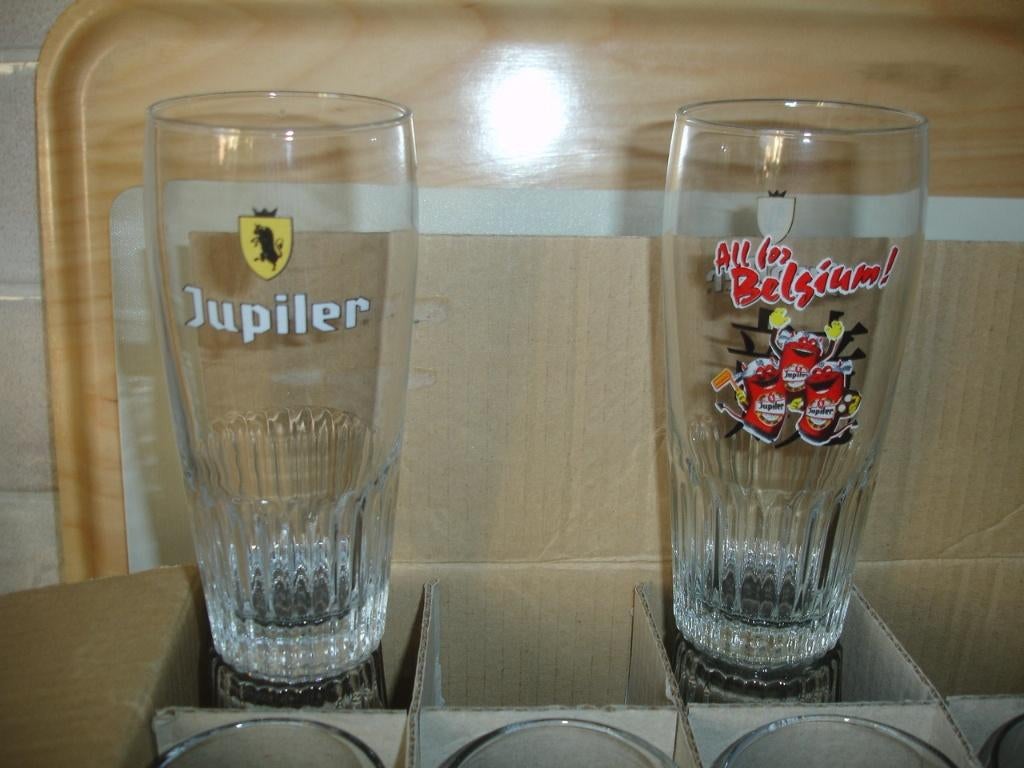 Bierglas Jupiler, 0,33l., geel embleem en All For Belgium, Verzamelen, Ophalen of Verzenden, Nieuw, Glas of Glazen, Jupiler