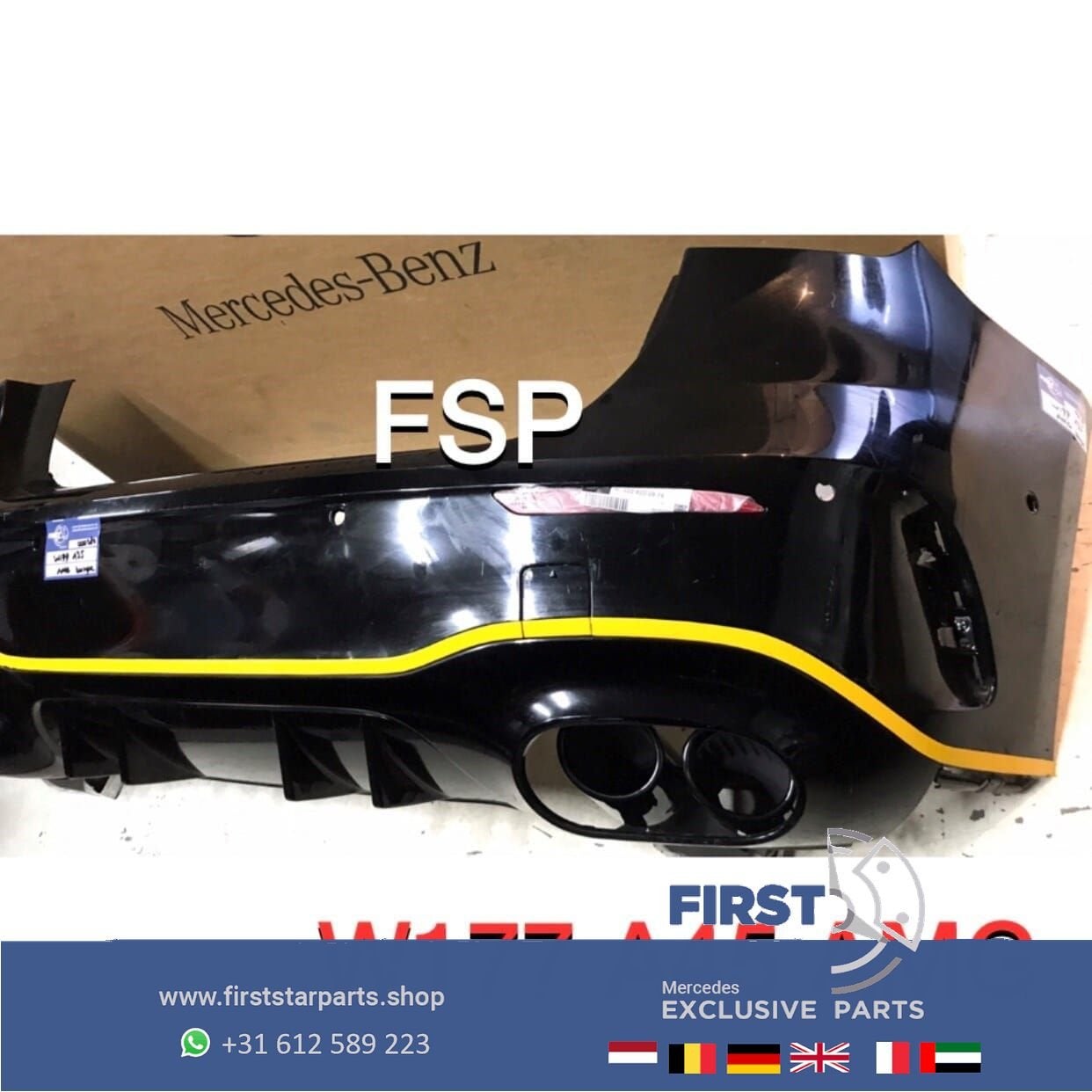 W177 A45 / A45s AMG ACHTERBUMPER Mercedes A Klasse 45 ZWART, Gebruikt, -, Ophalen of Verzenden, Achter