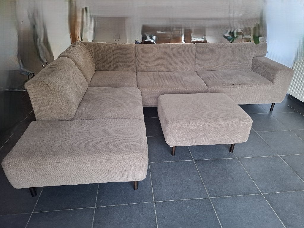 Hoeksalon met poef (Koopje!), Ophalen, 250 tot 300 cm, Gebruikt, Vierpersoons of meer