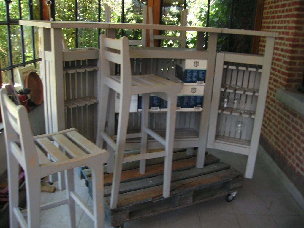 Toeplooibare tuin- of verandabarmeubel, Salons de jardin, Comme neuf, Enlèvement, Bois