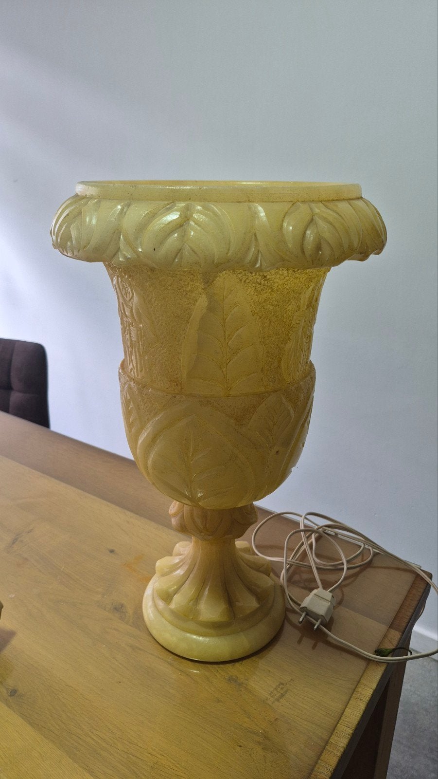 Antieke Alabaster Tafellamp - Klassiek Design, Huis en Inrichting, Ophalen of Verzenden, Natuurlijk materiaal