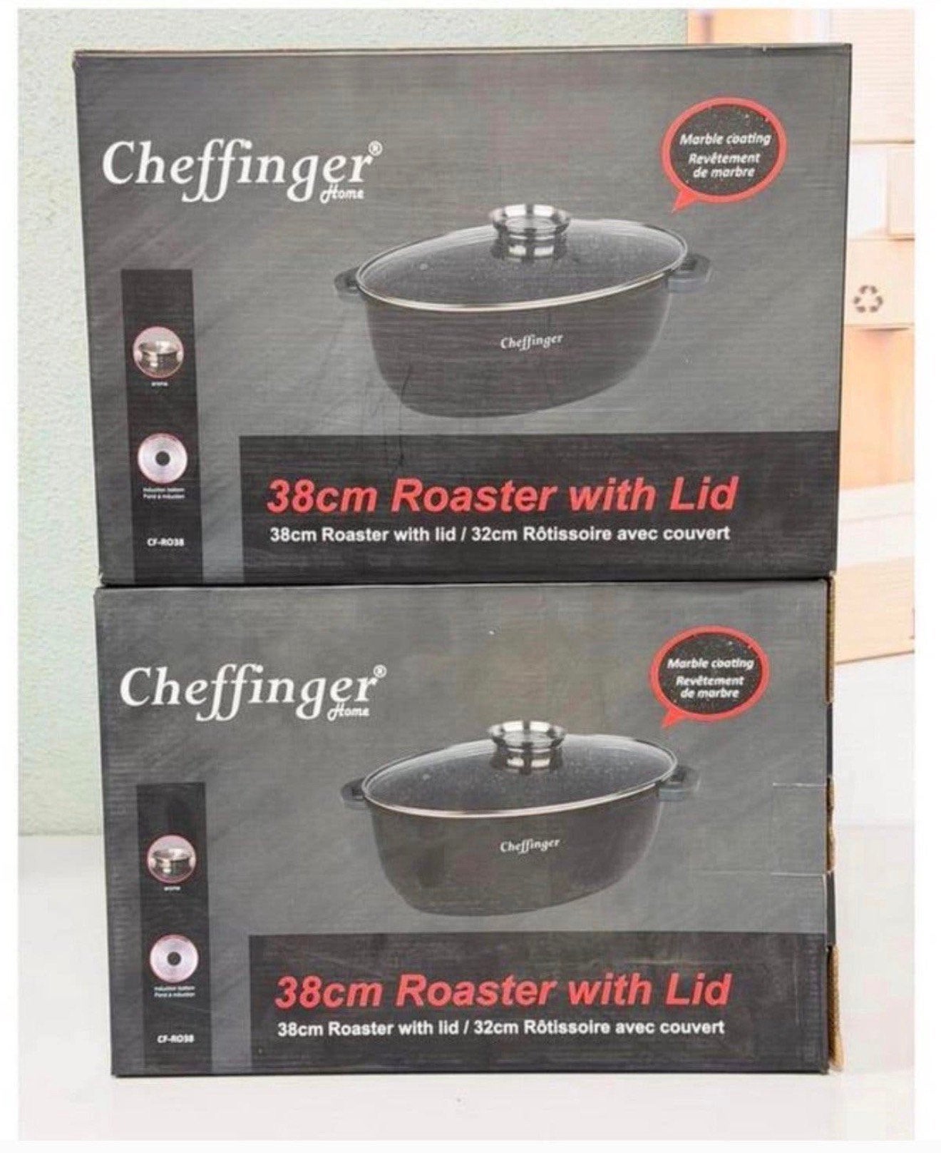 Poêle à frire Cheffinger CF-RO38 38cm couvercle, à induction, Neuf, Enlèvement ou Envoi, Cocotte, Compatible lave-vaisselle