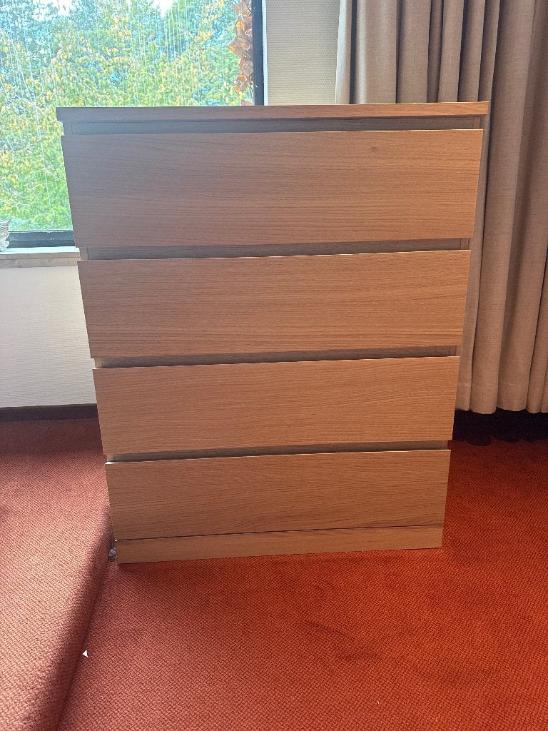 IKEA MALM ladekast - wit gelazuurd eikenfineer – 80x100 cm, Ophalen, Overige materialen, 100 tot 150 cm, 50 tot 100 cm