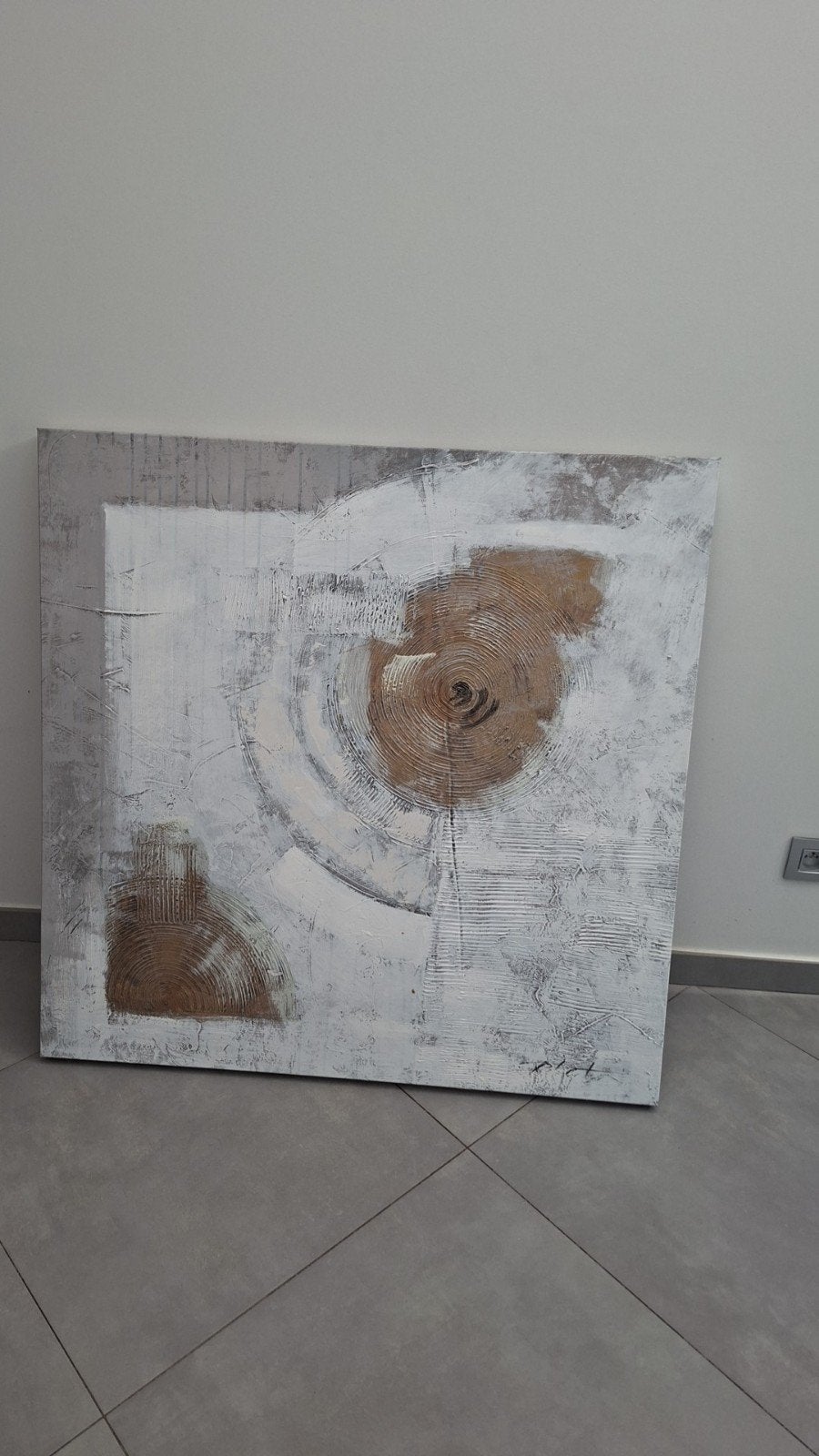 Titre : Tableau décoratif abstrait carré avec cadre – 100 x, Antiquités & Art, Enlèvement