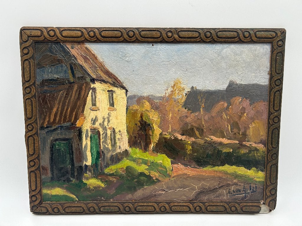 HSP d'Emile Van Aubel (1898 - 1988) - école liégeoise., Antiquités & Art, Enlèvement ou Envoi, Panneau, Paysage, Impressionniste