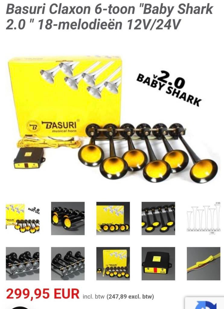 Basuri claxon 6 toon baby shark, Ophalen