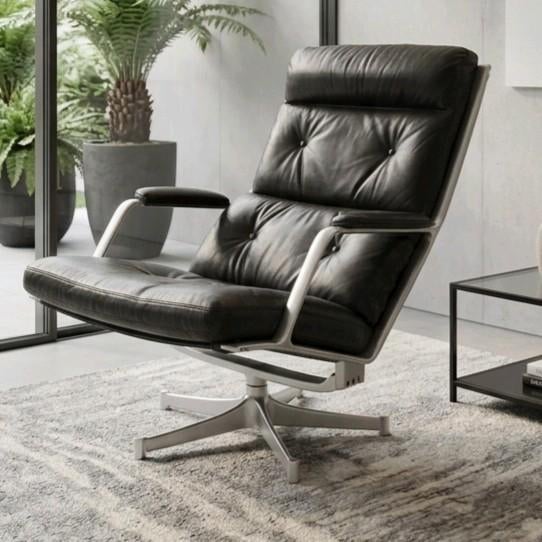 Jørgen Kastholm & Preben Fabricius FK85 vintage lounge chair, Huis en Inrichting, Ophalen, Zwart, Leer