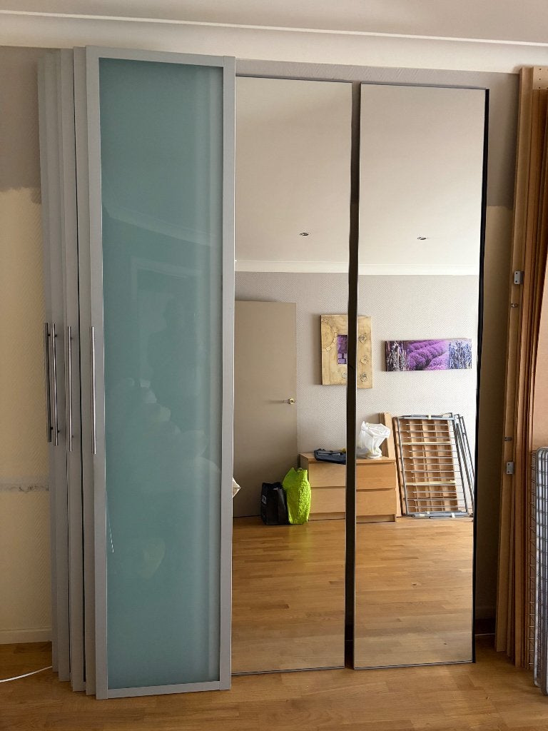 8 Ikea Pax deuren mat glas en 2 met spiegel, Ophalen, 200 cm of meer, 50 tot 100 cm, Minder dan 25 cm